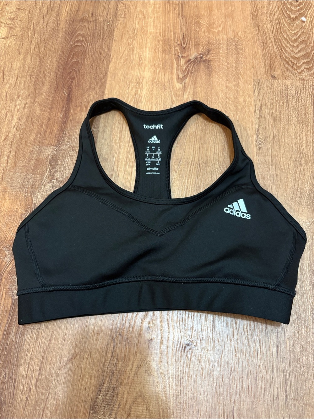 adidas Black Techfit Racerback Sports Bra Size Medium